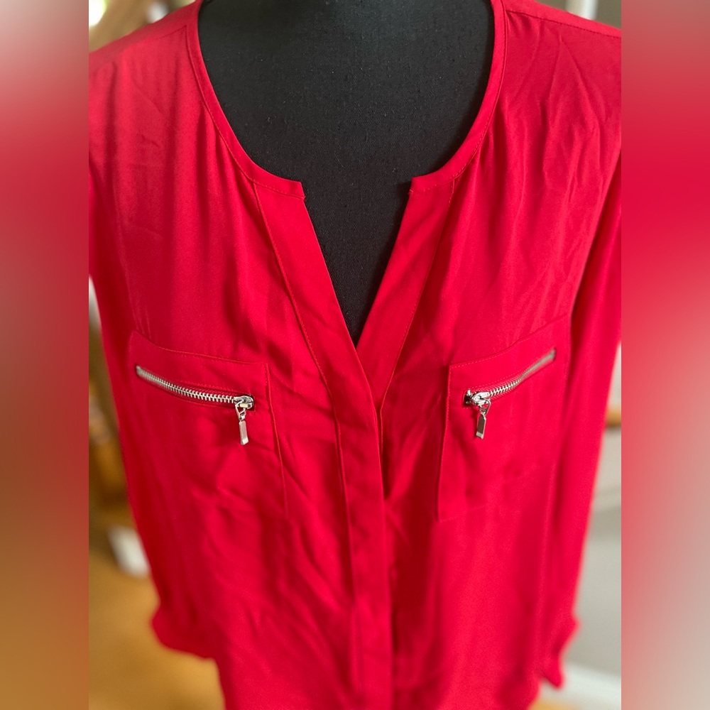 INC Red long sleeve blouse
